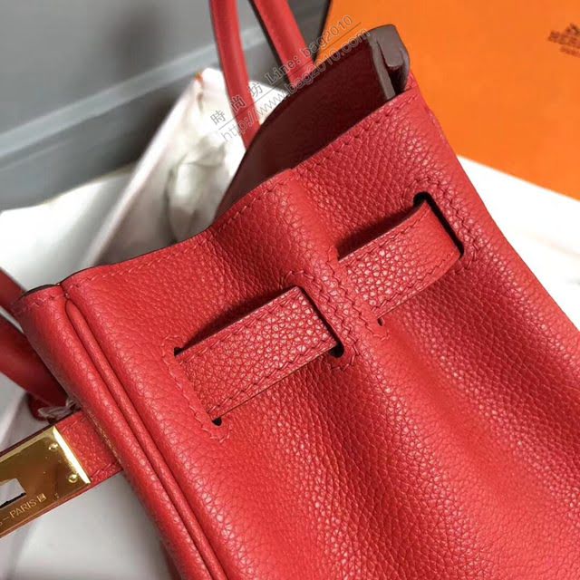 Hermes女包 愛馬仕Birkin Hermes鉑金包 togo小牛皮 國旗紅 蠟線半手工縫製  am1711